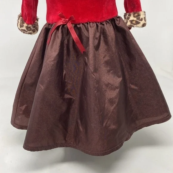 American Girl Chocolate Cherry Party Dress Gown Leopard Trim - Picture 3 of 13